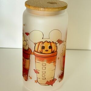 Cute Pumpkin 16oz Frosted Glass Tumbler with Bamboo Lid